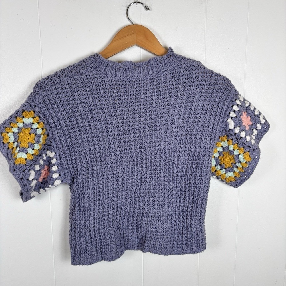 Universal Thread XS Granny Square Crochet Short Sleeve Top Lavender Purple - Picture 5 of 7